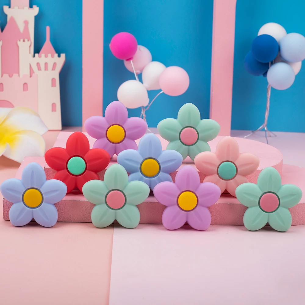 Sunrony 5pcs Flower Silicone Beads Food Grade Teether Safety BPA Free DIY Pacifier Chain Accessories Baby Teething Toys
Sunrony 5pcs Flower Silicone Beads Food Grade Teether Safety BPA Free DIY Pacifier Chain Accessories Baby Teething Toys