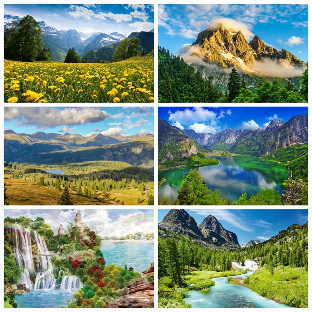 

Spring Landscape Mountain Sky Clouds Flowers Waterfall Nature Scenery Baby Portrait Photography Backdrop Background Photo Studio