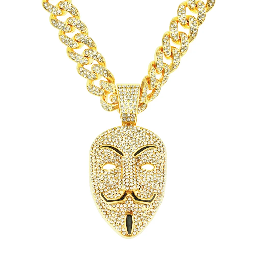European And American Hip Hop Domineering Exaggeration Full Diamond Super Flash Mask Pendant Male Female Student Necklace
European And American Hip Hop Domineering Exaggeration Full Diamond Super Flash Mask Pendant Male Female Student Necklace