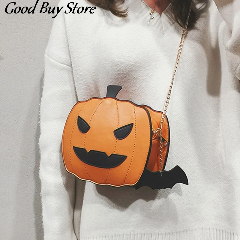 Creative Pumpkin Handbag Women Halloween Party Handbags Funny Cute Shoulder Bag Fashion Leather Purse Gold Chains Crossbody Bags 
Creative Pumpkin Handbag Women Halloween Party Handbags Funny Cute Shoulder Bag Fashion Leather Purse Gold Chains Crossbody Bags