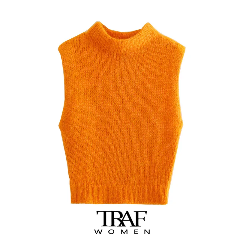 TRAF Women Fashion Soft Touch Knit Vest Sweater Vintage High Neck Sleeveless Female Waistcoat Chic Tops
TRAF Women Fashion Soft Touch Knit Vest Sweater Vintage High Neck Sleeveless Female Waistcoat Chic Tops
