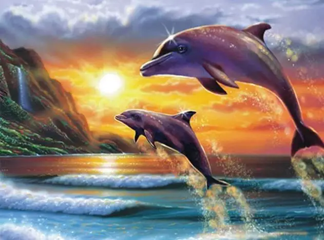 Full Squre Diamond Embroidery Icon Scenery Diamond Painting Cross Stitch Kits Dolphins Pattern Rhinestones Wall Painting
Full Squre Diamond Embroidery Icon Scenery Diamond Painting Cross Stitch Kits Dolphins Pattern Rhinestones Wall Painting