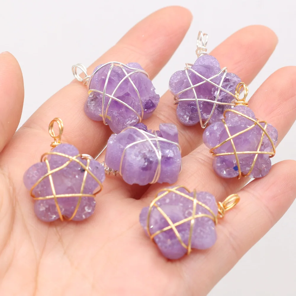 Amethyst Natural Semi-precious Stones Hand-made Silver Thread Flower-shaped Pendant-for Jewelry Making DIY Necklace Accessories
Amethyst Natural Semi-precious Stones Hand-made Silver Thread Flower-shaped Pendant-for Jewelry Making DIY Necklace Accessories