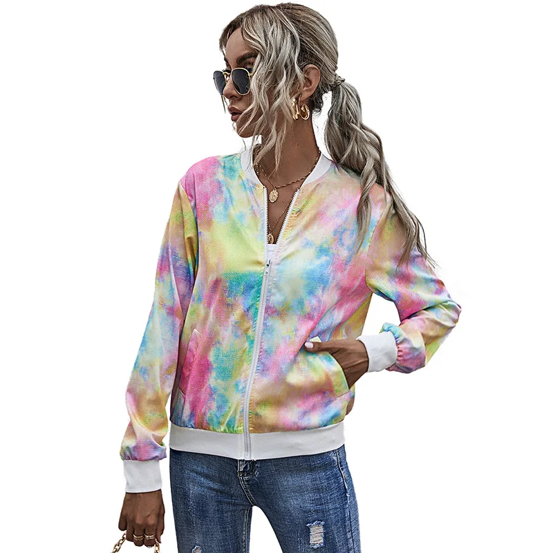Autumn / winter 2020 women's fashion no belt simple digital round neck casual tie dye long sleeve jacket woman
Autumn / winter 2020 women's fashion no belt simple digital round neck casual tie dye long sleeve jacket woman