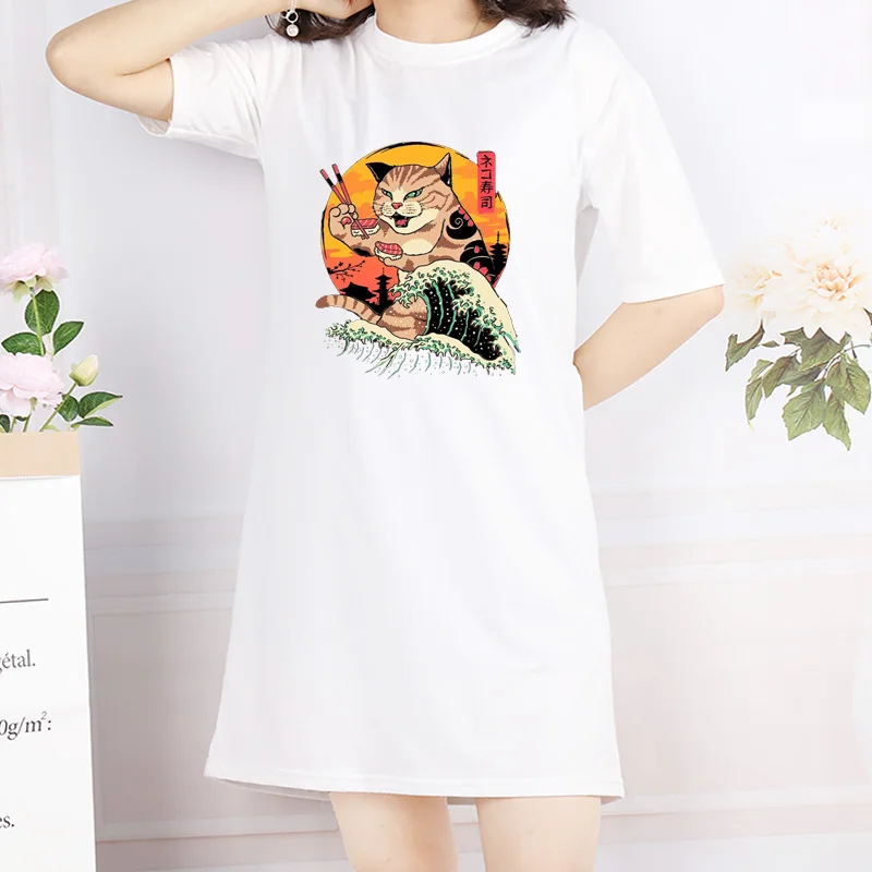 Plus Size Dress Mini Women Loose Summer Sushi Cat Print T-Shirt Dresses Korean Short Sleeve Casual Streetwear Pullover Dress
Plus Size Dress Mini Women Loose Summer Sushi Cat Print T-Shirt Dresses Korean Short Sleeve Casual Streetwear Pullover Dress