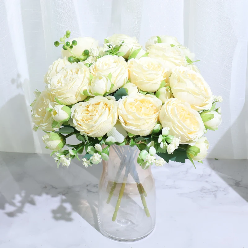 Best Selling Beautiful Rose Peony Artificial Silk Flowers Small White Bouquet Home Party Winter Wedding Decoration Fake Flowers
Best Selling Beautiful Rose Peony Artificial Silk Flowers Small White Bouquet Home Party Winter Wedding Decoration Fake Flowers