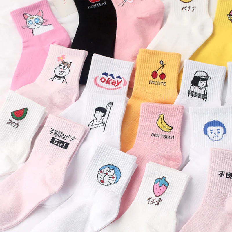 Женские носки на каждый день Harajuku Корея японский хлопок котенок пламя Ulzzang