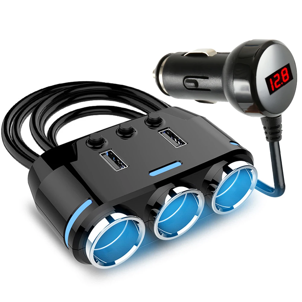 12V 24V розетка для автомобильного прикуривателя сплиттер светодиодный USB Зарядное