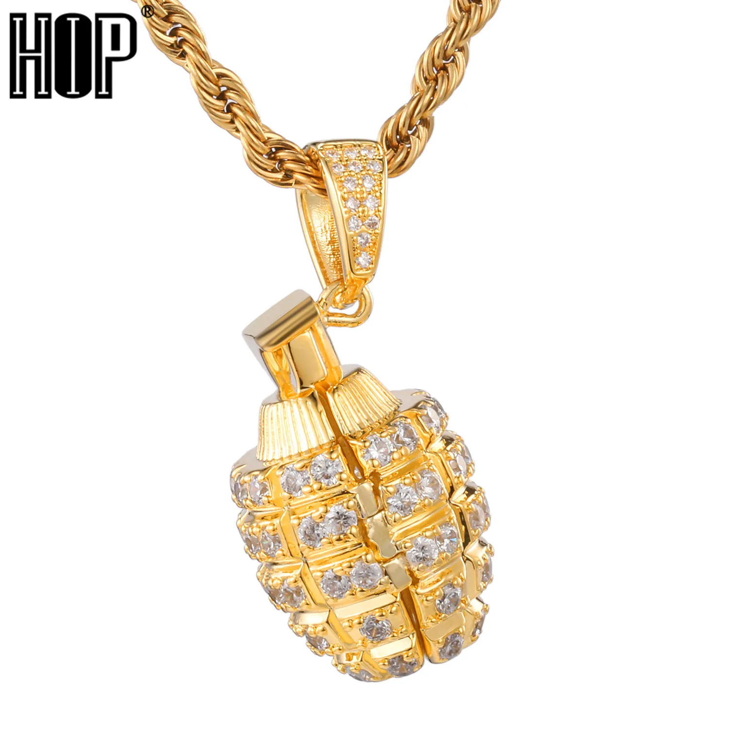 HIP Hop Gold Color Bling Full AAA+ Cubic Zirconia Iced Out Multi Color Grenade Pendants & Necklaces for Men Jewelry
HIP Hop Gold Color Bling Full AAA+ Cubic Zirconia Iced Out Multi Color Grenade Pendants & Necklaces for Men Jewelry