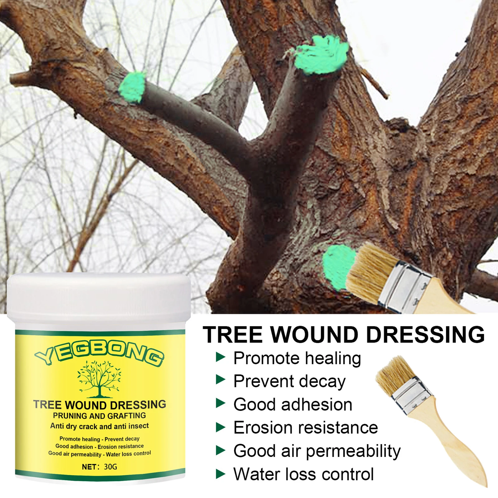 Tree Wound Pruning Sealer & Grafting Compound Wound Dressing With Brush For Bonsai Branch Greffer Arbres
Tree Wound Pruning Sealer & Grafting Compound Wound Dressing With Brush For Bonsai Branch Greffer Arbres