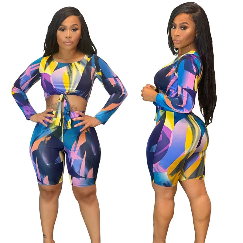 WUHE Print 2 Piece Set Long Sleeve Bandage Crop Top Biker Shorts Tracksuit Club Outfits for Women Spring Matching Sets
WUHE Print 2 Piece Set Long Sleeve Bandage Crop Top Biker Shorts Tracksuit Club Outfits for Women Spring Matching Sets