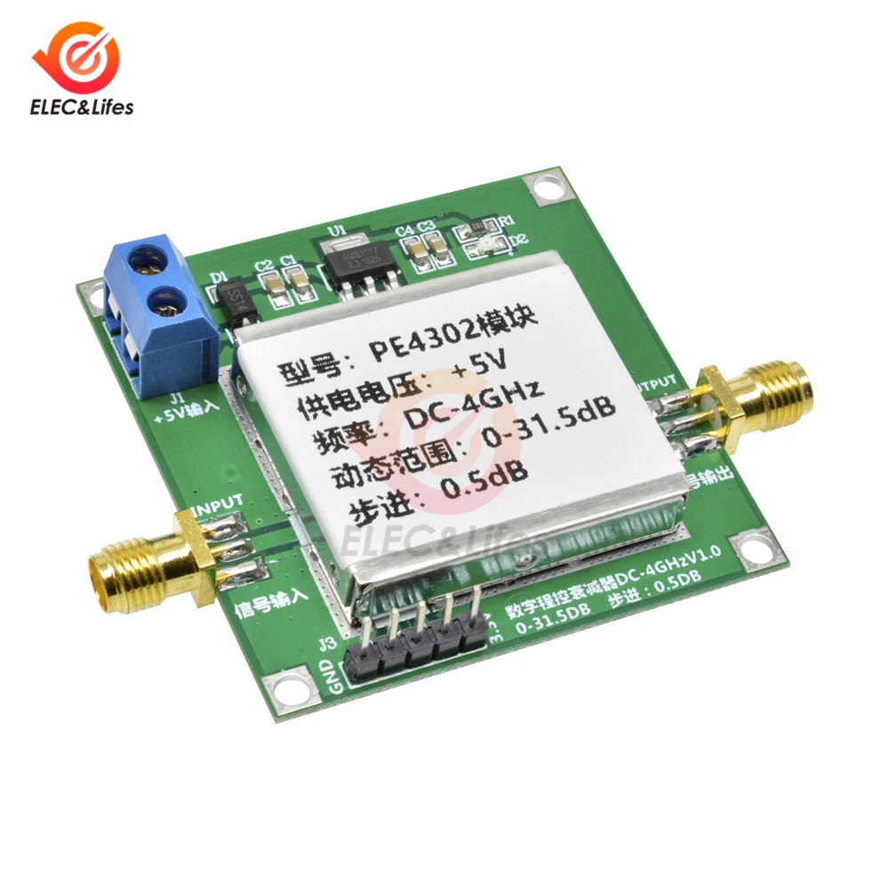 1Pcs New PE4302 RF Digital Step Attenuator Module High Linearity 5V 4GHz Stepping 0.5dB RF DSA module for Arduino
1Pcs New PE4302 RF Digital Step Attenuator Module High Linearity 5V 4GHz Stepping 0.5dB RF DSA module for Arduino