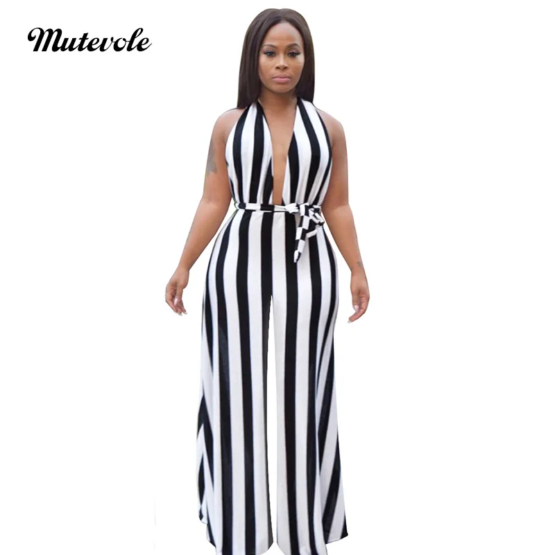 Mutevole Women Summer Sleeveless Striped Jumpsuit Casual Bandage Wide Leg Jumpsuit Sexy Deep V Neck Party Jumpsuit Combinaison
Mutevole Women Summer Sleeveless Striped Jumpsuit Casual Bandage Wide Leg Jumpsuit Sexy Deep V Neck Party Jumpsuit Combinaison