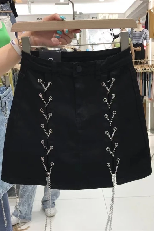 Chain Strap Stretch Denim Skirt Women's 2021 Summer New High Waist Slim Slimming Sheath Skirt
Chain Strap Stretch Denim Skirt Women's 2021 Summer New High Waist Slim Slimming Sheath Skirt