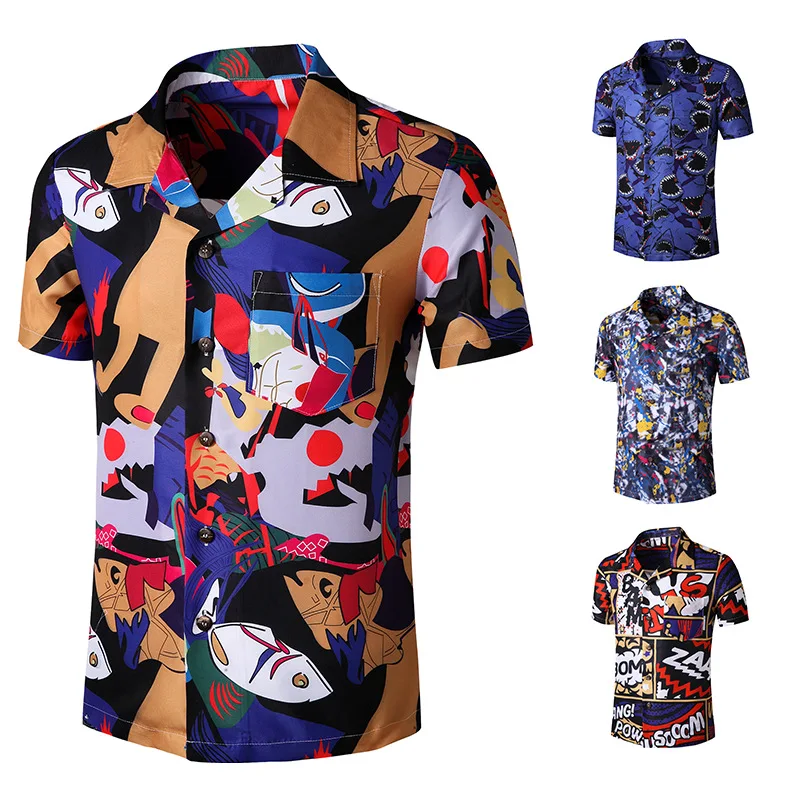 Men's Printed Short Sleeve Shirt Turn Down Collar Loose Beach Hawaiian Style Cardigan Shirt Casual Single-Breasted Tops
Men's Printed Short Sleeve Shirt Turn Down Collar Loose Beach Hawaiian Style Cardigan Shirt Casual Single-Breasted Tops