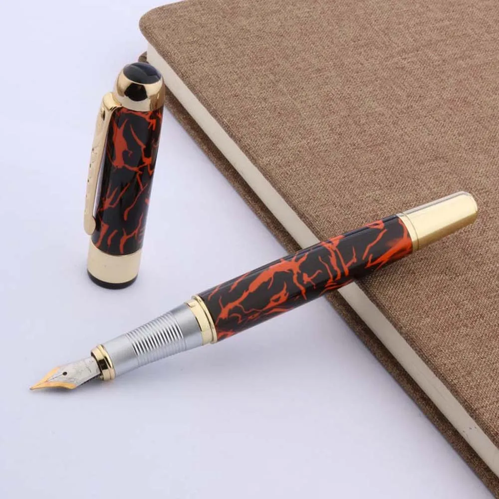 Чернильные ручки со средним пером темно-красные и золотистые 250 | Канцтовары для