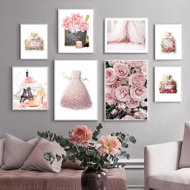 Pink Flowers Perfume Bottle Book Girl Skirt Print Poster Decor Unframed Canvas Painting Art Wall Pictures For Girls' Room Home
Pink Flowers Perfume Bottle Book Girl Skirt Print Poster Decor Unframed Canvas Painting Art Wall Pictures For Girls' Room Home