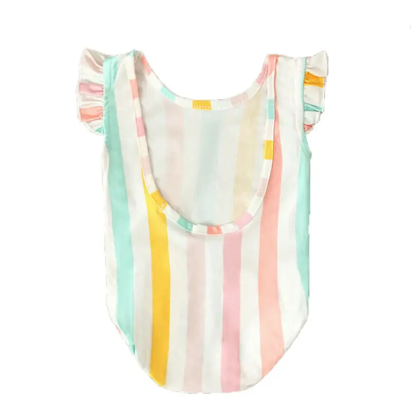 Купальник слитный для девочек, с открытой спиной и полосками 
Купальник слитный для девочек, с открытой спиной и полосками