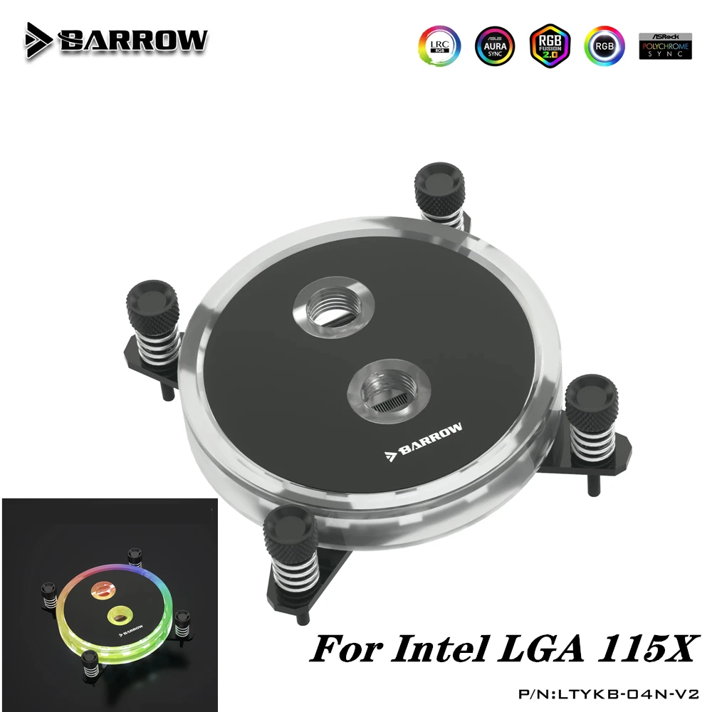 Barrow водяной блок для процессора Intel LGA 1150 1151 1155 1156 5 в 3Pin M/B AURA акриловый + медный