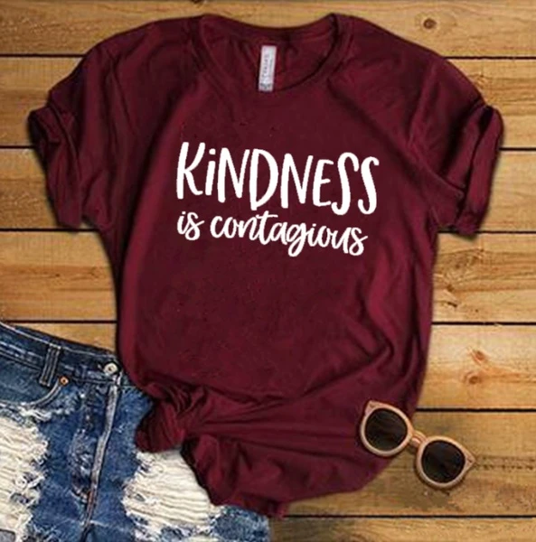 Kindness Is Contagious Shirt Anti Bullying Shirt Inspirational t Shirt Shirt Kindness Sayings Letters Printed Women tees- K925 
Kindness Is Contagious Shirt Anti Bullying Shirt Inspirational t Shirt Shirt Kindness Sayings Letters Printed Women tees- K925