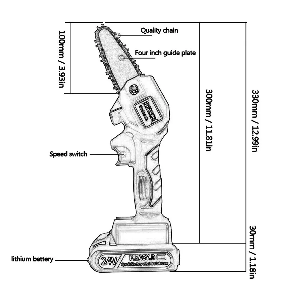 24V Portable Electric Pruning Saw Electric Saws Woodworking Electric Saw Garden Logging Mini Electric Chain Saw Lithium Battery
24V Portable Electric Pruning Saw Electric Saws Woodworking Electric Saw Garden Logging Mini Electric Chain Saw Lithium Battery
