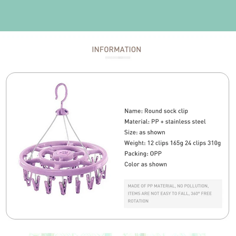 12/24 Clip Round Plastic Hanging Dryer Type Laundry Drying Rack Multifunctional Plastic Underwear Socks Home Drying Rack
12/24 Clip Round Plastic Hanging Dryer Type Laundry Drying Rack Multifunctional Plastic Underwear Socks Home Drying Rack