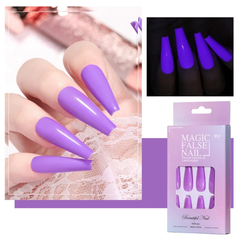Fluorescent Luminous Press On False Nail Wearing Nail Solid Color Nail Patch nails Manicure Decoration Glow in Dark K3NE
Fluorescent Luminous Press On False Nail Wearing Nail Solid Color Nail Patch nails Manicure Decoration Glow in Dark K3NE