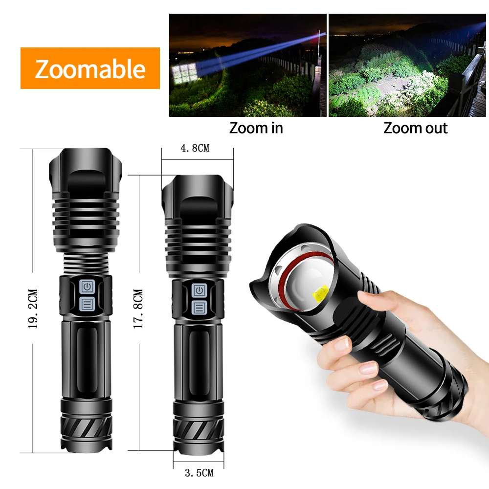 1100000lm XHP170 Most Powerful Led Flashlight torch USB Rechargeable XHP90 XHP70 High power Tactical flashlights 18650 Lantern
1100000lm XHP170 Most Powerful Led Flashlight torch USB Rechargeable XHP90 XHP70 High power Tactical flashlights 18650 Lantern