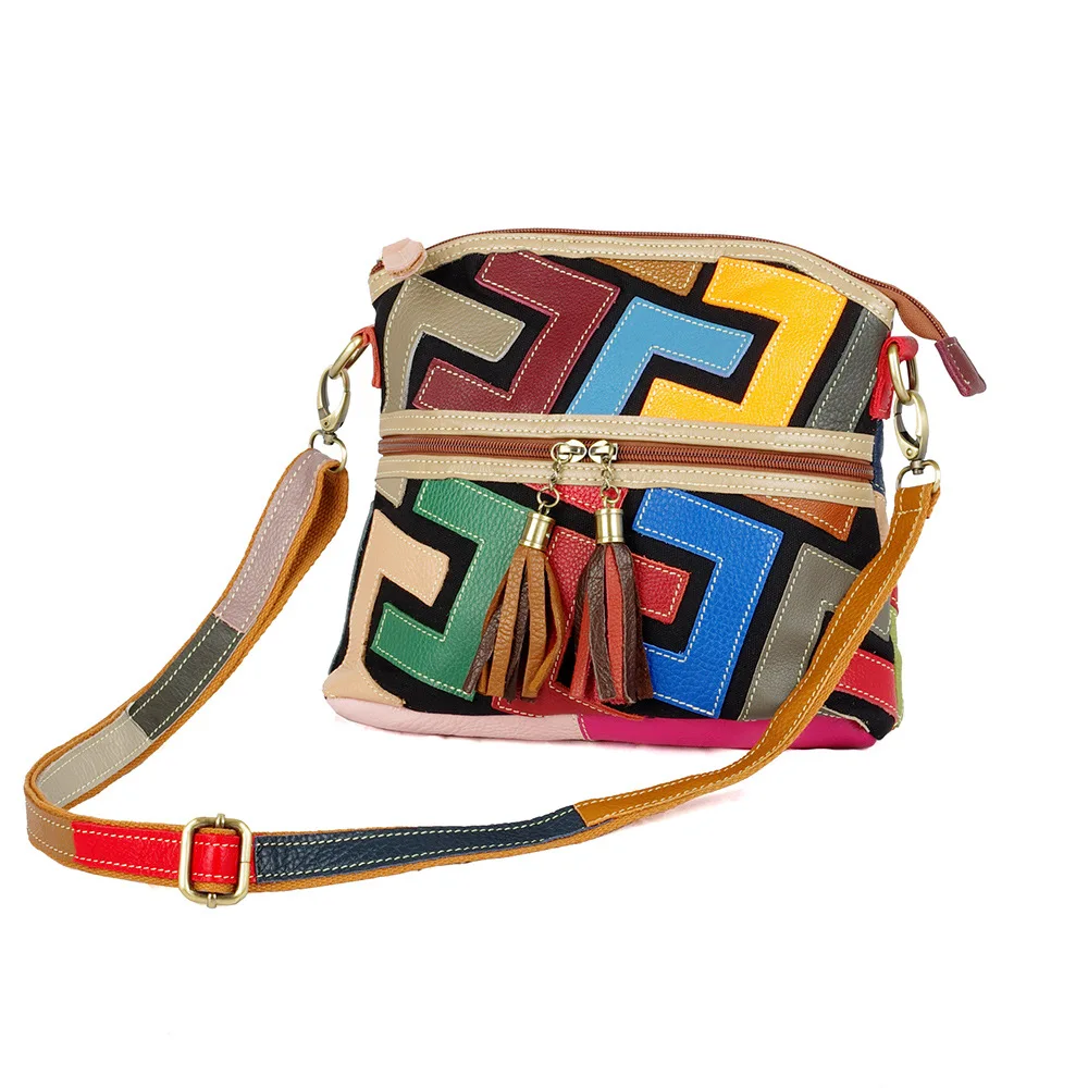 Colorful Cowhide Patchwork Women Shoulder Bags Cross Body Messenger Bags for Girls
Colorful Cowhide Patchwork Women Shoulder Bags Cross Body Messenger Bags for Girls
