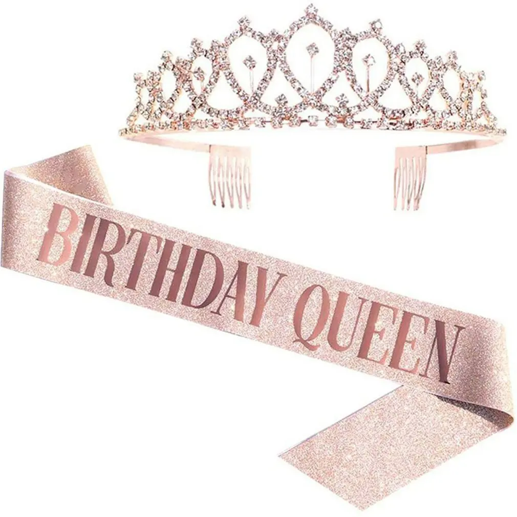Birthday Queen Birthday Party Girl Headband Birthday Girl Etiquette With Crown Set Crown + Shoulder Strap 
Birthday Queen Birthday Party Girl Headband Birthday Girl Etiquette With Crown Set Crown + Shoulder Strap