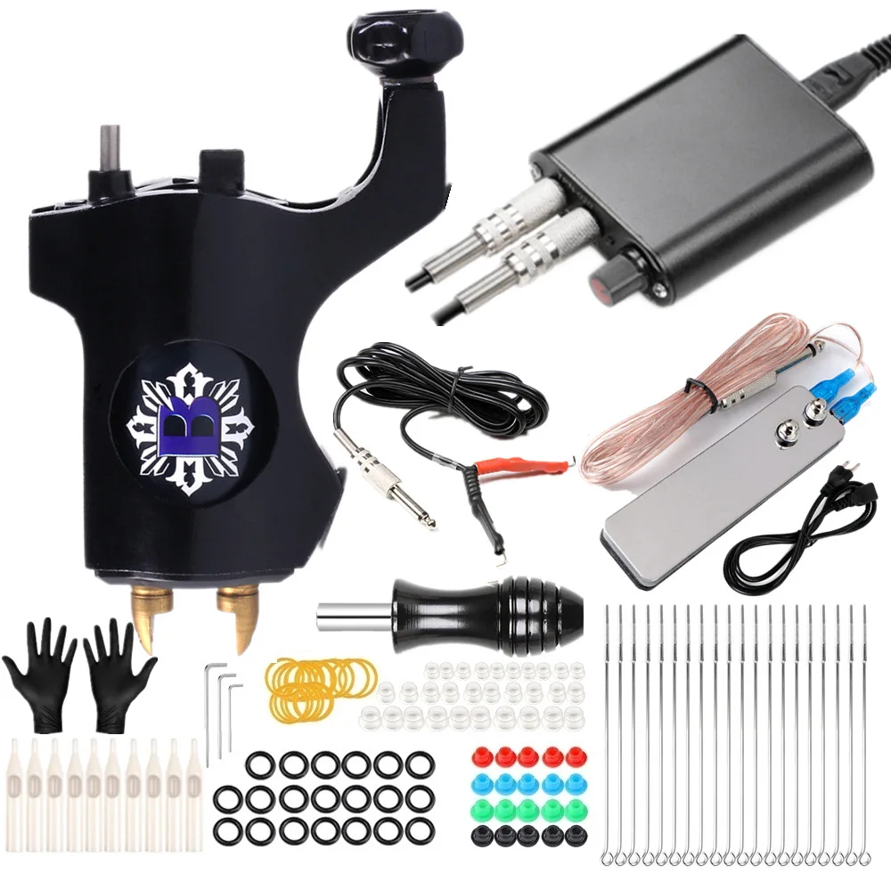 Complete Tattoo Kit Bishop Rotary Tattoo Machine Set Tattoo Power Supply Needles Grip Foot switch Pedal Kit Accessories
Complete Tattoo Kit Bishop Rotary Tattoo Machine Set Tattoo Power Supply Needles Grip Foot switch Pedal Kit Accessories