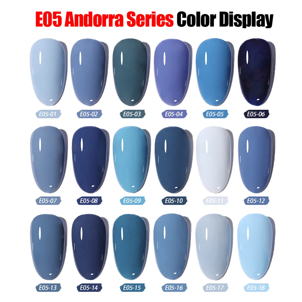 Vendeeni 18 Color Andorra Series Гель-лак для ногтей Синий Голубой Серый Холодный Цвет дизайна