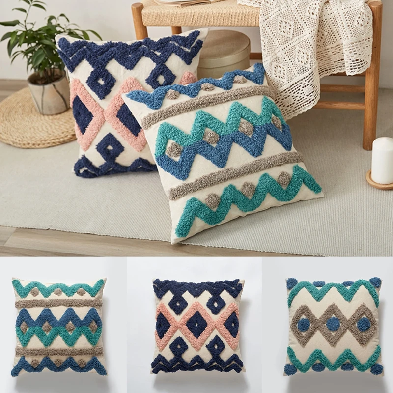 Moroccan Textured Boho Cushion Cover Multicolor Striped Rhombus Patterns Woven Tufted Decorative Sofa Throw Pillow Case
Moroccan Textured Boho Cushion Cover Multicolor Striped Rhombus Patterns Woven Tufted Decorative Sofa Throw Pillow Case
