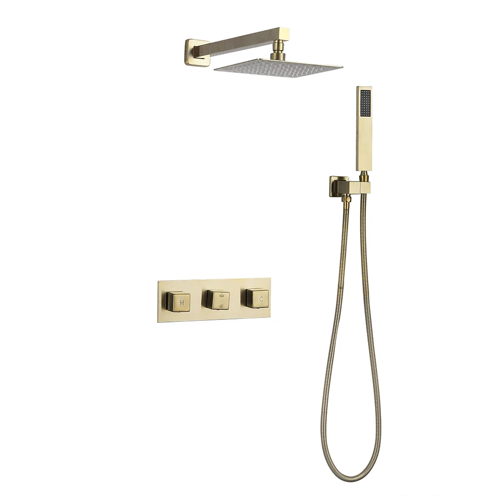 SKOWLL Brushed Gold Solid Brass Bathroom Shower Set 8 inch Shower Head Shower Faucet 
SKOWLL Brushed Gold Solid Brass Bathroom Shower Set 8 inch Shower Head Shower Faucet