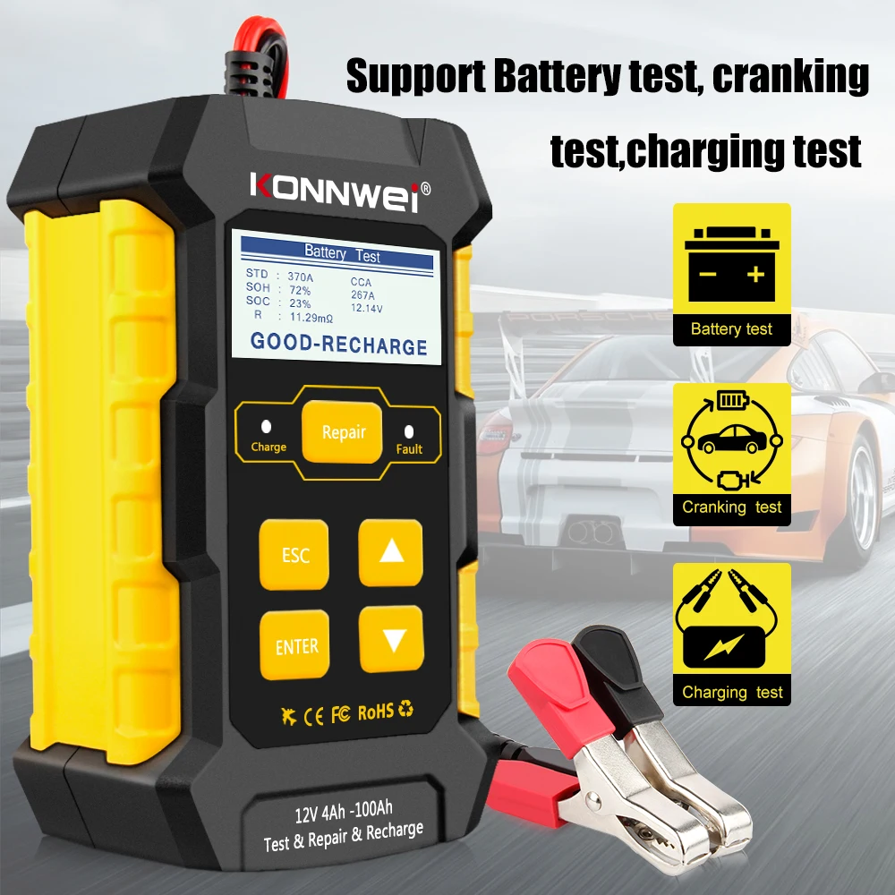 NEW Upgrade Full Automatic 12V Car Battery Tester Pulse Repair 5A Battery Chargers Wet Dry AGM Gel Lead Acid Car Repair Tool
NEW Upgrade Full Automatic 12V Car Battery Tester Pulse Repair 5A Battery Chargers Wet Dry AGM Gel Lead Acid Car Repair Tool