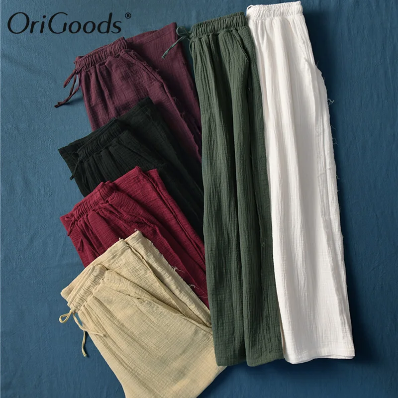 OriGoods Women Wide leg Pants Elastic waist Cotton and Linen Pants Vintage 2020 Summer New Pants Women Wide leg Trousers B286
OriGoods Women Wide leg Pants Elastic waist Cotton and Linen Pants Vintage 2020 Summer New Pants Women Wide leg Trousers B286