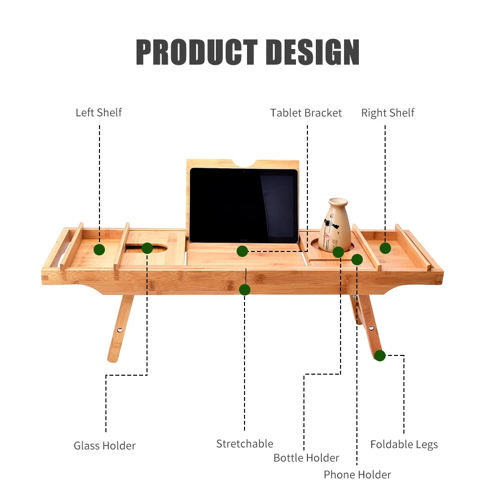 Luxury Bathtub Caddy Tray Bamboo Spa Bathtub Caddy Organizer Book Wine Holder Nonslip Bottom Extendable Sides Foldable Legs
Luxury Bathtub Caddy Tray Bamboo Spa Bathtub Caddy Organizer Book Wine Holder Nonslip Bottom Extendable Sides Foldable Legs