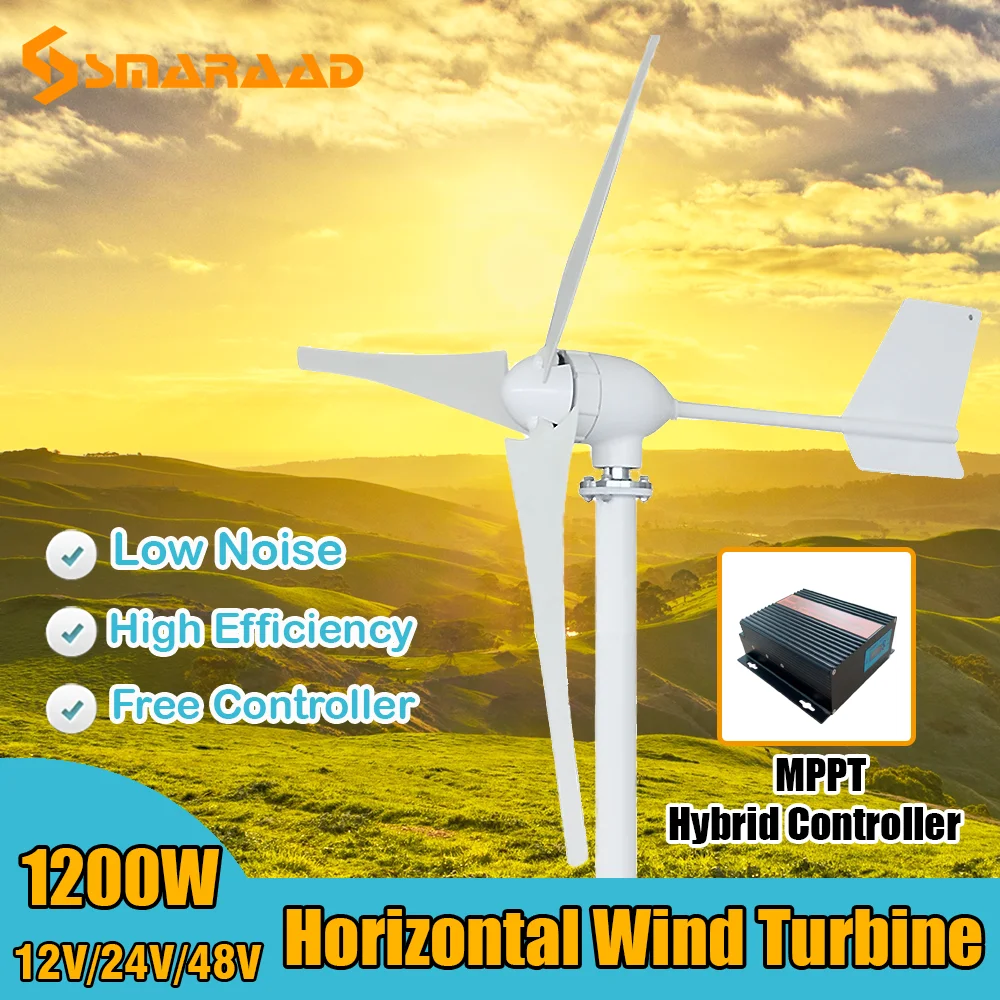 1200W 12V/24V/48V 3 Nylon Fiber Blade Wind Turbines Generator Horizontal Power Windmill Energy Turbines Charge Fit for Home
1200W 12V/24V/48V 3 Nylon Fiber Blade Wind Turbines Generator Horizontal Power Windmill Energy Turbines Charge Fit for Home