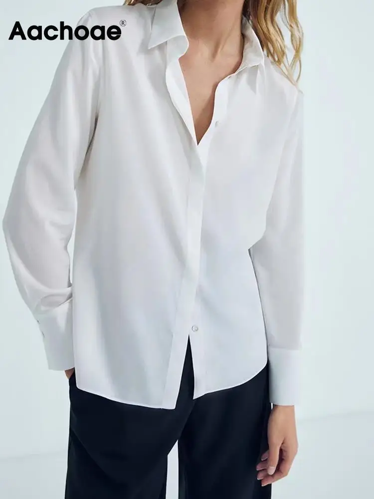 Элегантные Однотонные блузки Aachoae, рубашки, повседневные рубашки с длинным рукавом и пуговицами, топы, женская модная офисная одежда, рубашк... 
Элегантные Однотонные блузки Aachoae, рубашки, повседневные рубашки с длинным рукавом и пуговицами, топы, женская модная офисная одежда, рубашк...