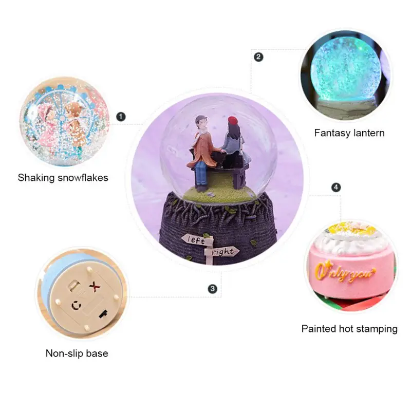 Music Box Romantic Couple With Lights Crystal Ball Crafts Gifts For Christmas Valentine's Day Birthday
Music Box Romantic Couple With Lights Crystal Ball Crafts Gifts For Christmas Valentine's Day Birthday
