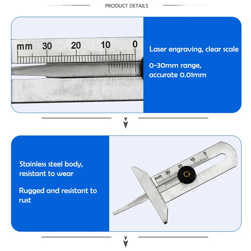 Stainless Steel Car Tyre Tire Tread Depth Gauge Meter Ruler Caliper Measuring Tool Moto Truck
Stainless Steel Car Tyre Tire Tread Depth Gauge Meter Ruler Caliper Measuring Tool Moto Truck