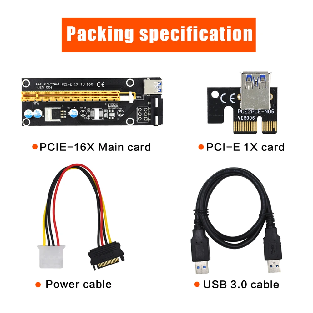 PCIe Riser VER006 Ver 006 PCI-E Express 1x to 16x Adapter Extender GPU Extension Card for Miner Mining 15-Pin to 4 Pin Power
PCIe Riser VER006 Ver 006 PCI-E Express 1x to 16x Adapter Extender GPU Extension Card for Miner Mining 15-Pin to 4 Pin Power