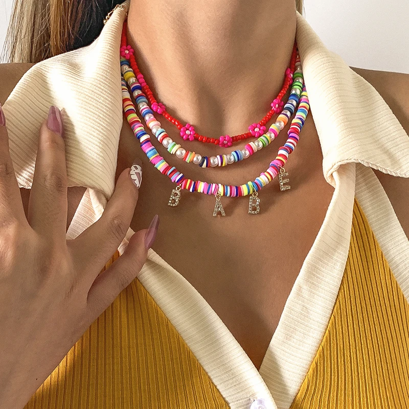 HUANZHI 2021 New Retro Ethnic Soft Ceramic Colorful Bead Flower Necklace Letter Pearl Necklace for Women Girls Y2K Jewelry
HUANZHI 2021 New Retro Ethnic Soft Ceramic Colorful Bead Flower Necklace Letter Pearl Necklace for Women Girls Y2K Jewelry