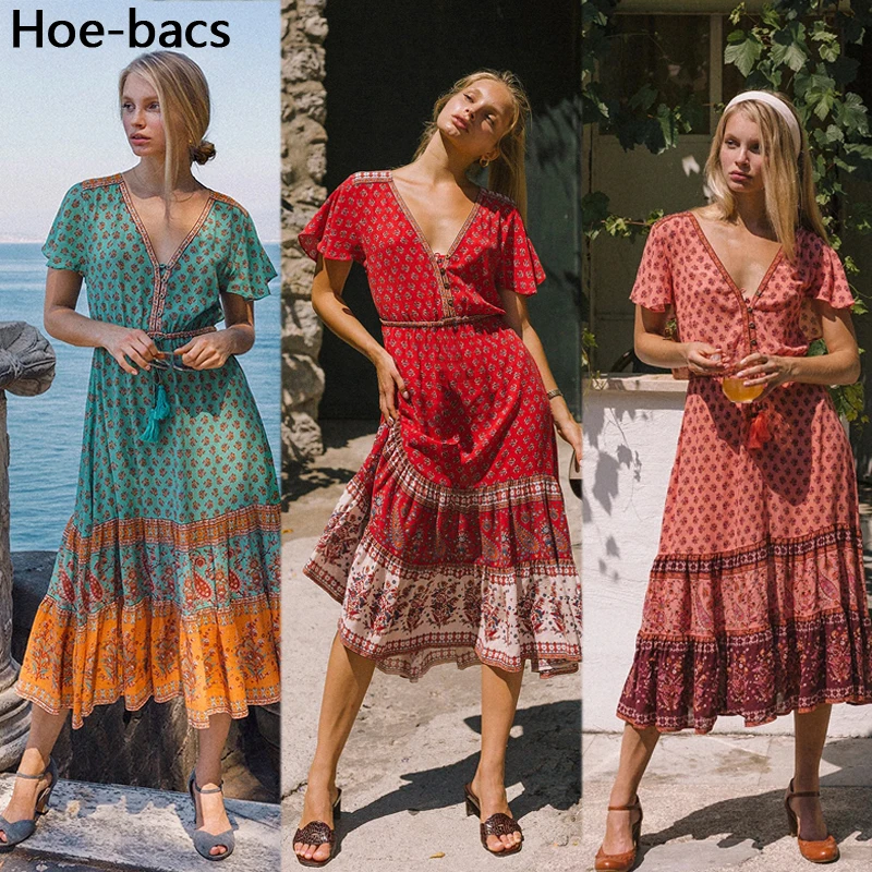 2021 Women Summer Beach Dress Short Sleeved Printed Bohemian Dresses V-Neck Female Holiday Sundress Vestidos for Lady Hoe-bacs
2021 Women Summer Beach Dress Short Sleeved Printed Bohemian Dresses V-Neck Female Holiday Sundress Vestidos for Lady Hoe-bacs