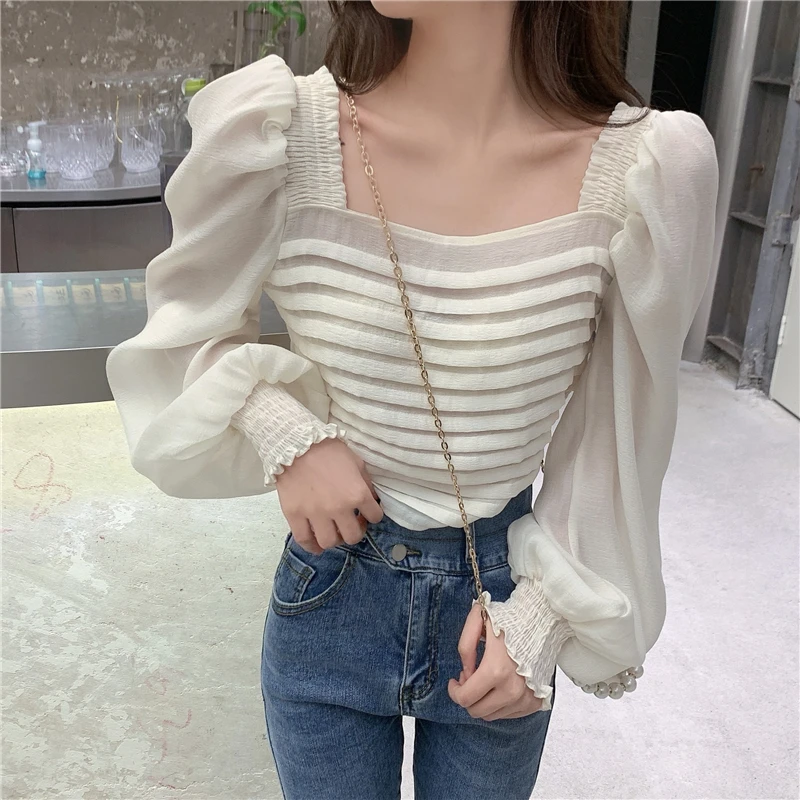 COIGARSAM Fashion Full Sleeve blouse women French Style Vintage Square Collar blusas womens tops and blouses Rice White 2085
COIGARSAM Fashion Full Sleeve blouse women French Style Vintage Square Collar blusas womens tops and blouses Rice White 2085