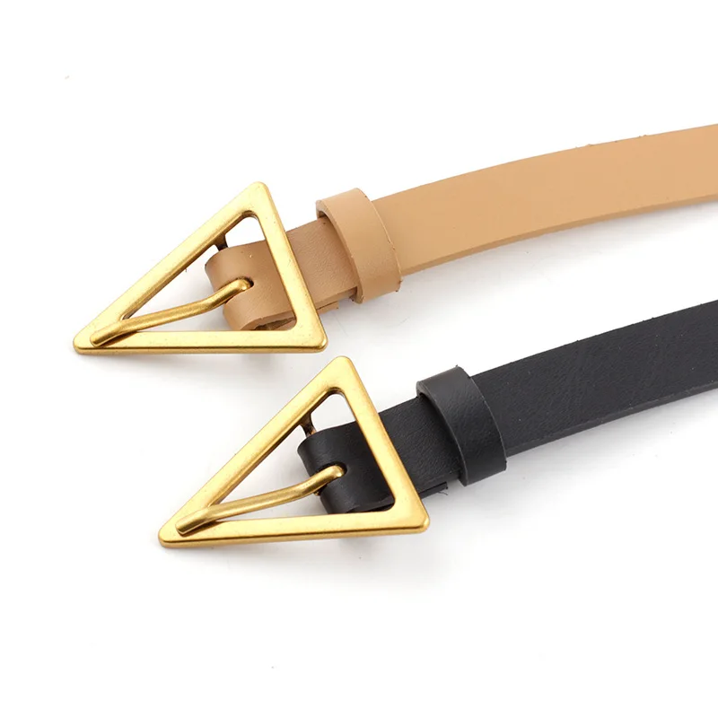 New Women Leather Thin Belt Fashion Metal Triangle Buckle Waist Strap High Quality Ladies Jeans Dress Decoration Belts
New Women Leather Thin Belt Fashion Metal Triangle Buckle Waist Strap High Quality Ladies Jeans Dress Decoration Belts