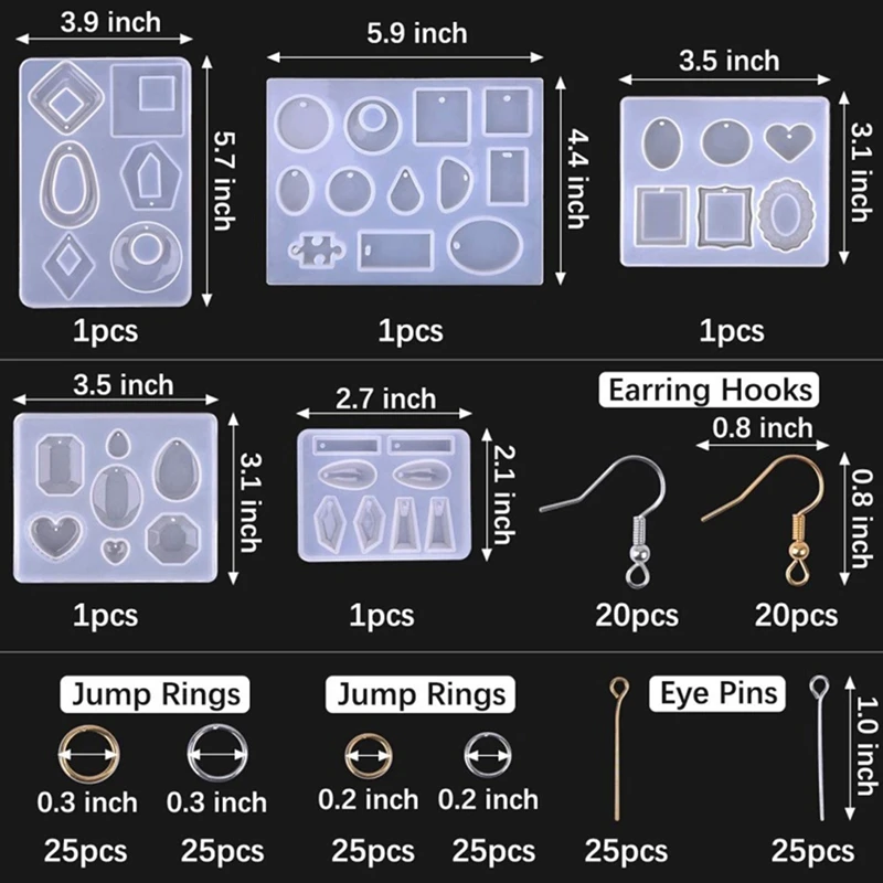 DIY Crystal Epoxy Earring Mold Jewelry Set Handmade Epoxy Silicone Mold Necklace Pendant Making
DIY Crystal Epoxy Earring Mold Jewelry Set Handmade Epoxy Silicone Mold Necklace Pendant Making