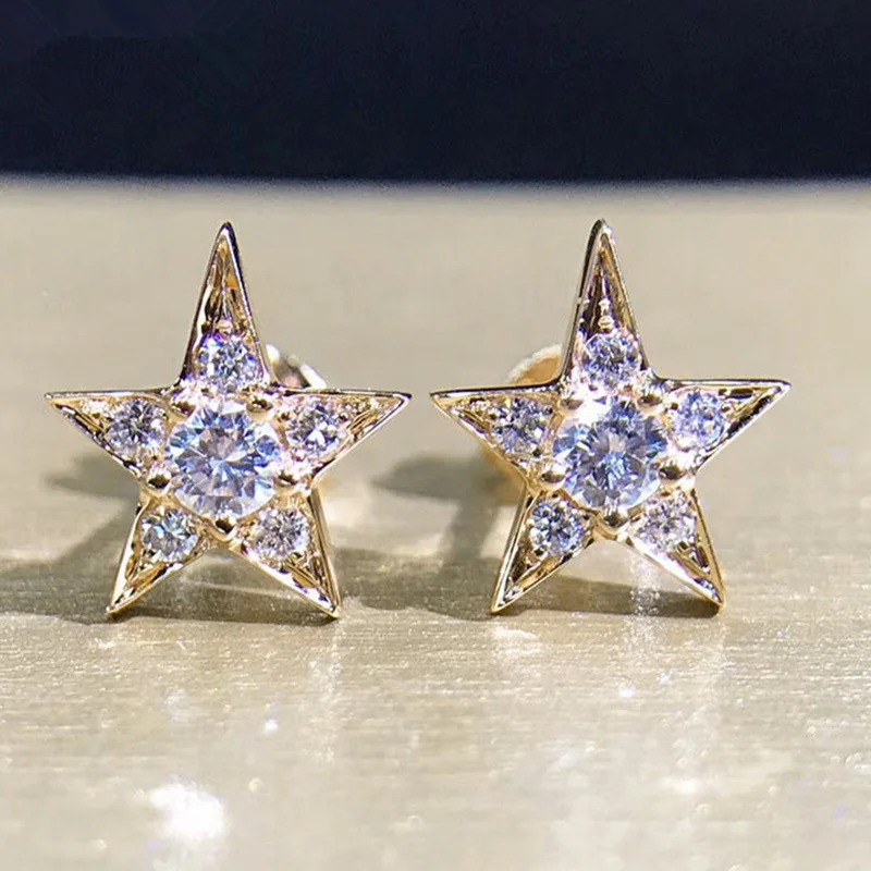 2021 New Fashionable Five-pointed Star Women's Stud Earrings Golden Silver Zircon Rhinestones Women's Wedding Gift Jewelry
2021 New Fashionable Five-pointed Star Women's Stud Earrings Golden Silver Zircon Rhinestones Women's Wedding Gift Jewelry