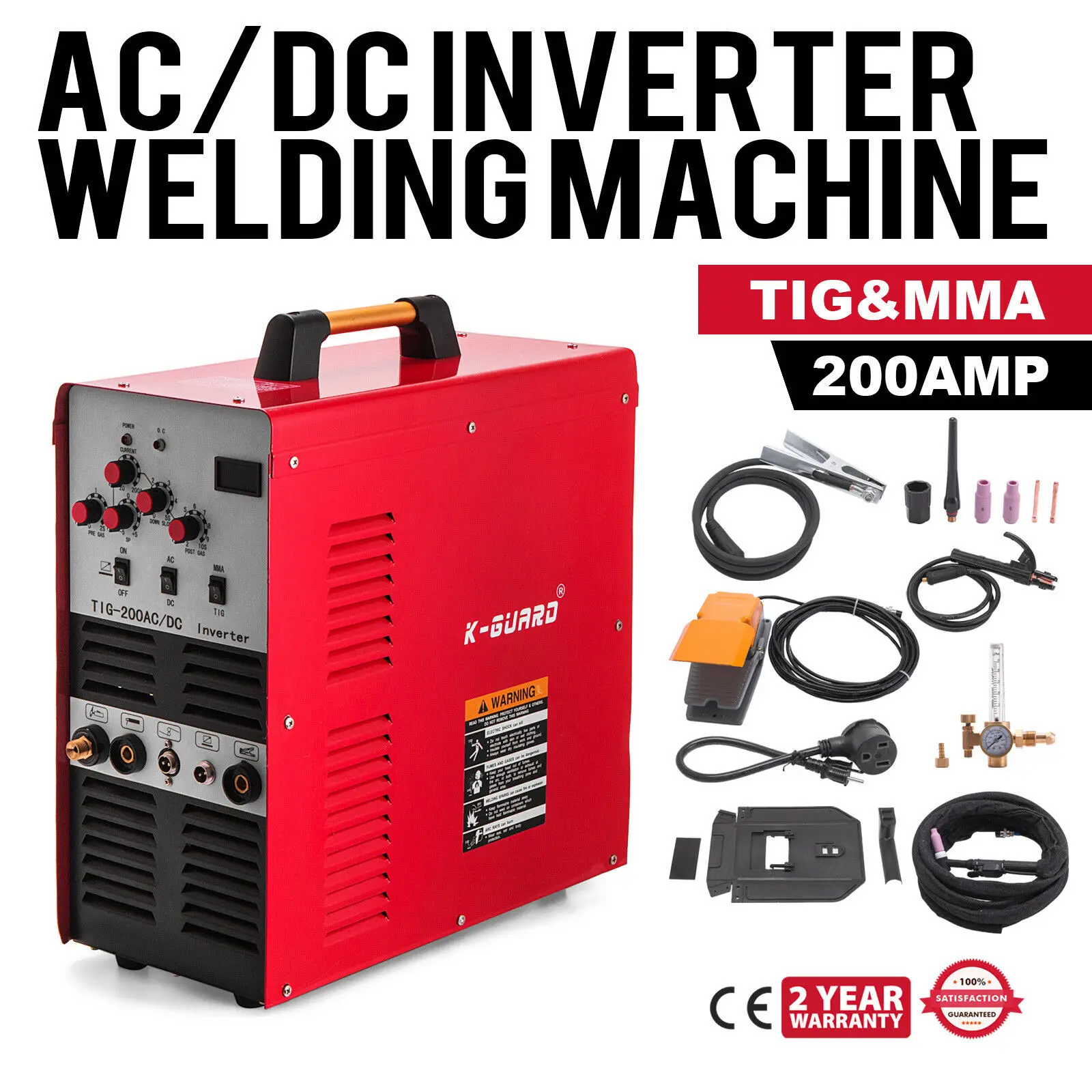 TIG/Stick прямоугольный Инвертор AC/DC Алюминий 200 ампер сварщик IGBT импульсная