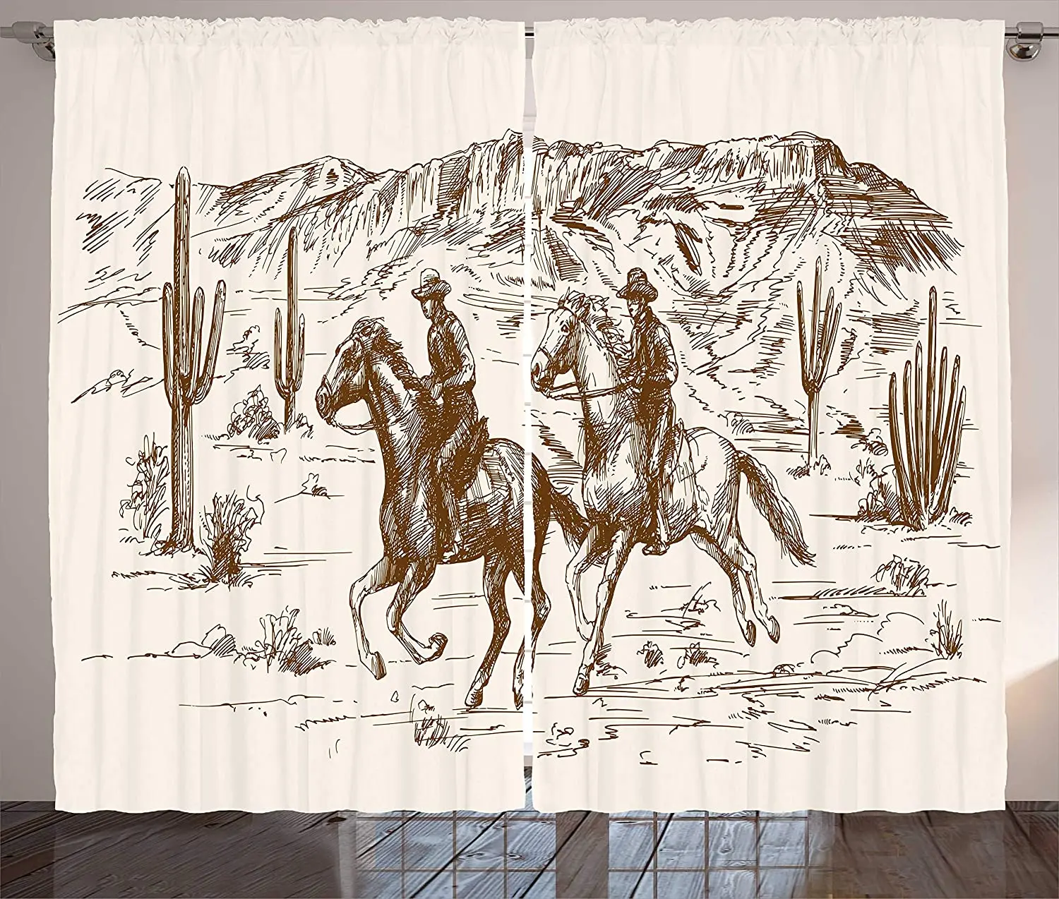 Western Curtains Country Theme Hand Drawn Illustration of American Wild West Desert with Cowboys Living Room Bedroom Window
Western Curtains Country Theme Hand Drawn Illustration of American Wild West Desert with Cowboys Living Room Bedroom Window